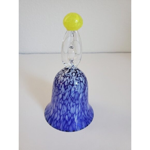 Vintage Art Glass Bell with Blown Glass top and bottom Czech Republic 5.5" tall - Picture 4 of 6